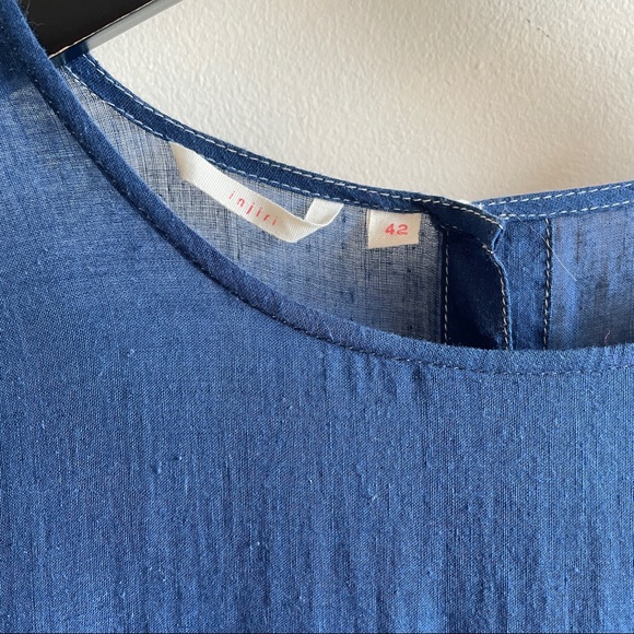 Inijiri blue cotton midi dress size 42 hand loomed indigo size fits S M L - Picture 14 of 15